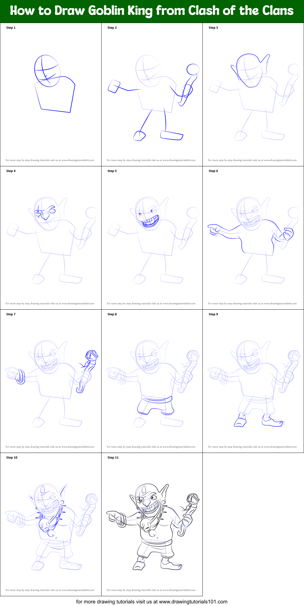 How to Draw Goblin King from Clash of the Clans Printable Step by Step