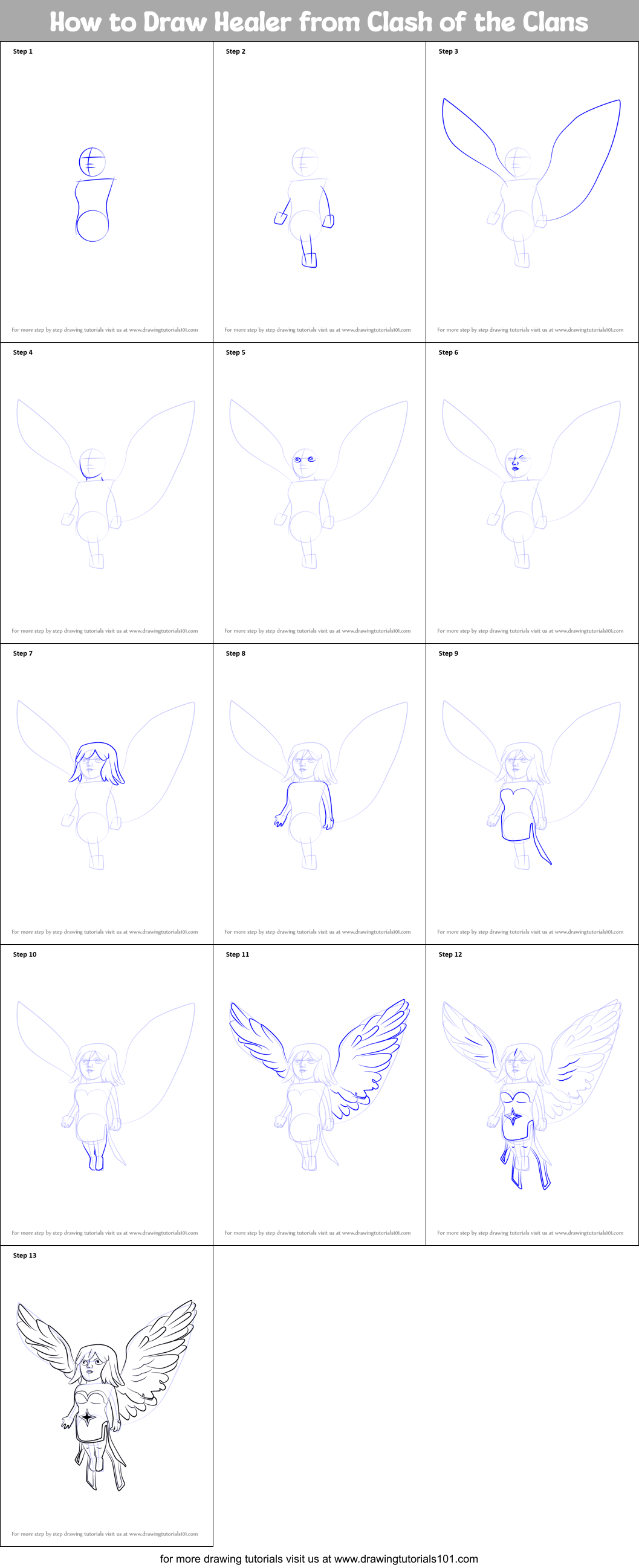 How to Draw Healer from Clash of the Clans Printable Step by Step