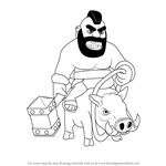 How to Draw Hog Rider from Clash of the Clans