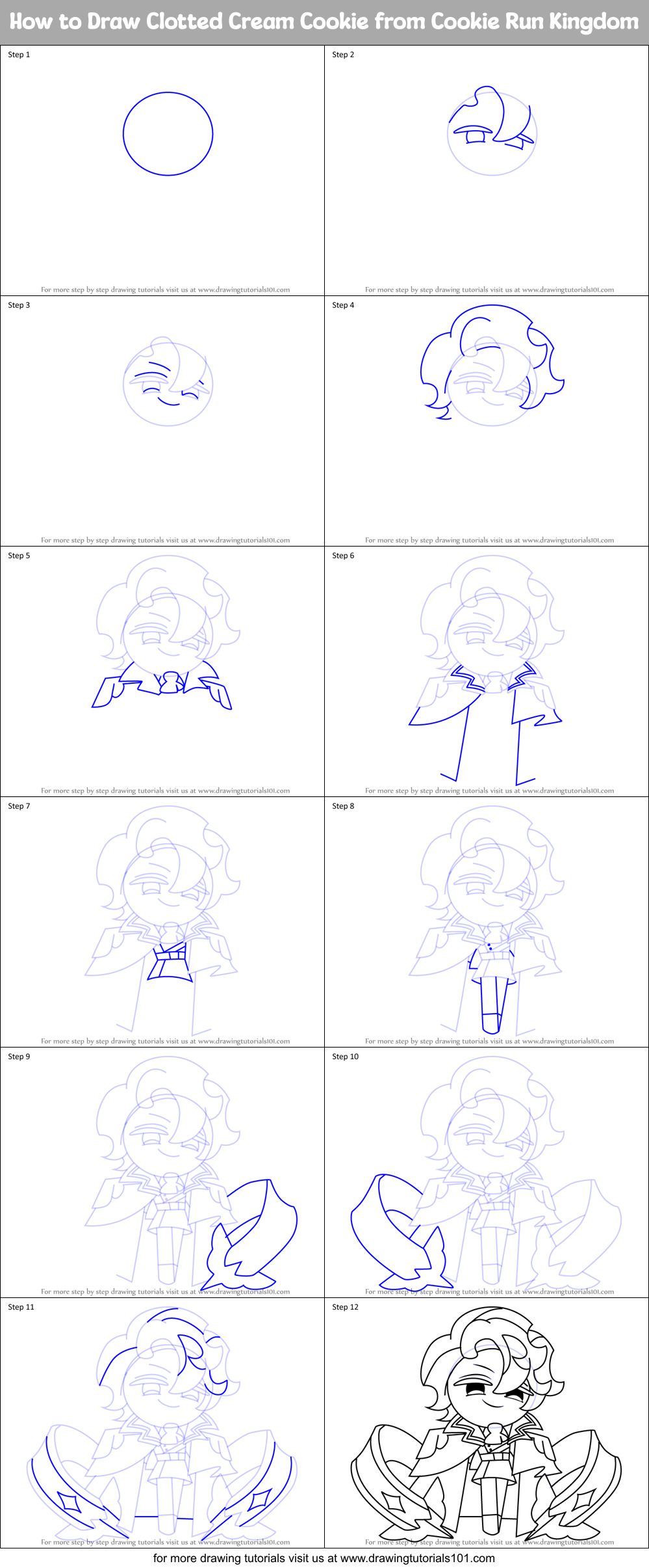 How to Draw Clotted Cream Cookie from Cookie Run Kingdom Printable Step by Step