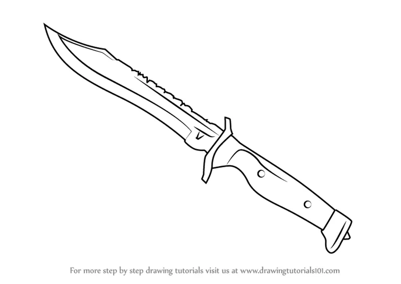 Download Step by Step How to Draw Bowie Knife from Counter Strike : DrawingTutorials101.com