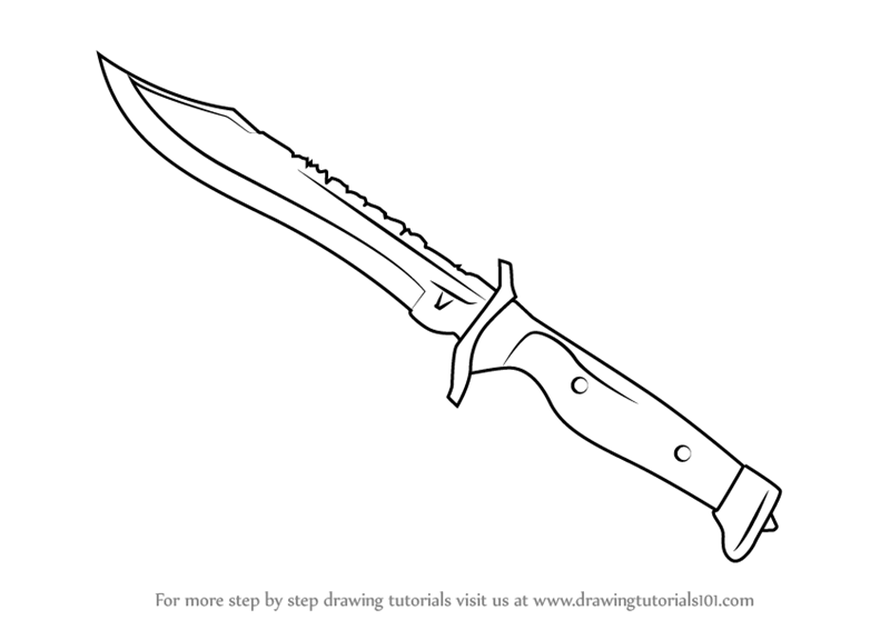 Download Step by Step How to Draw Bowie Knife from Counter Strike : DrawingTutorials101.com