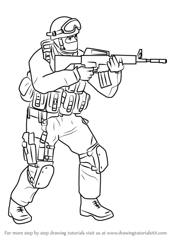 how to draw Counter Terrorist from Counter Strike step 0