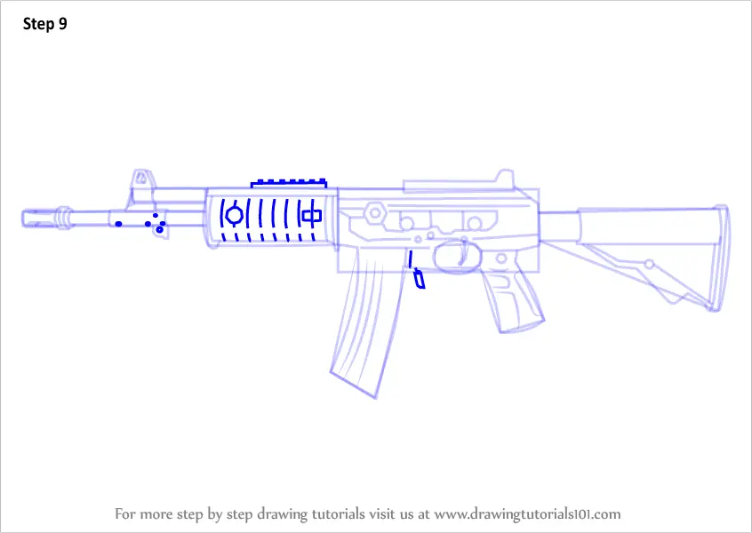 Learn How to Draw Galil AR from Counter Strike (Counter Strike) Step by  Step : Drawing Tutorials