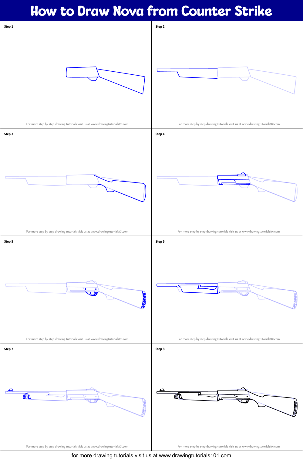 How to Draw Nova from Counter Strike Printable Step by Step