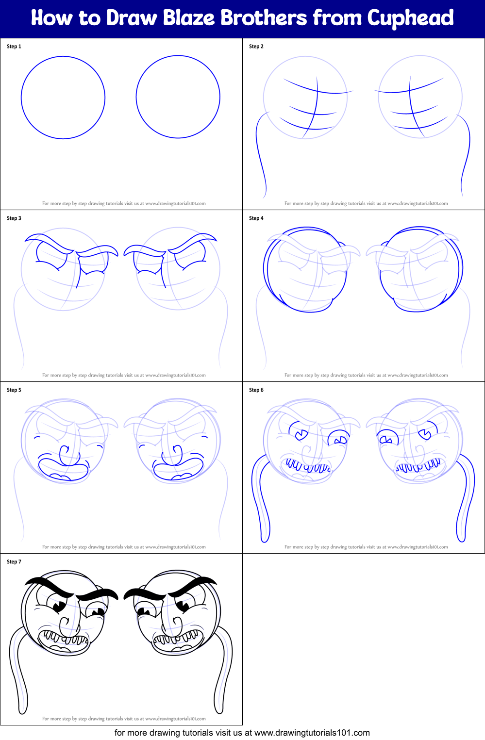 How to Draw Blaze Brothers from Cuphead Printable Step by Step
