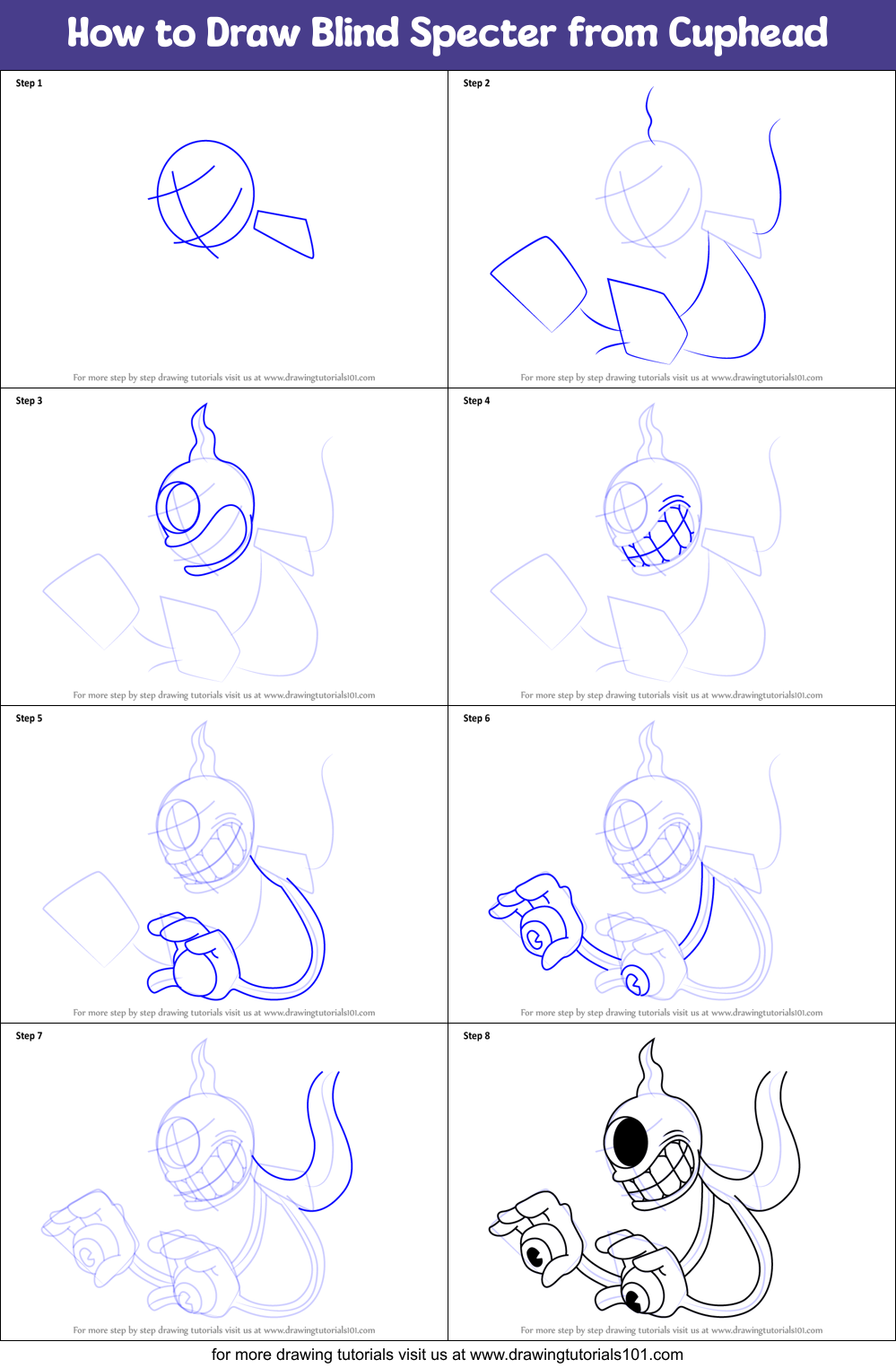 How to Draw Blind Specter from Cuphead Printable Step by Step
