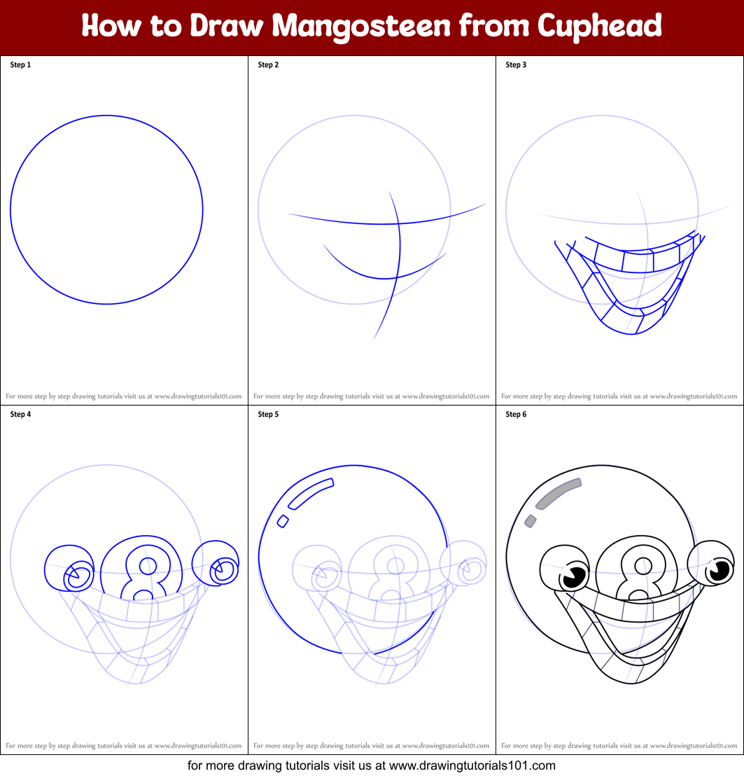 How to Draw Mangosteen from Cuphead Printable Step by Step