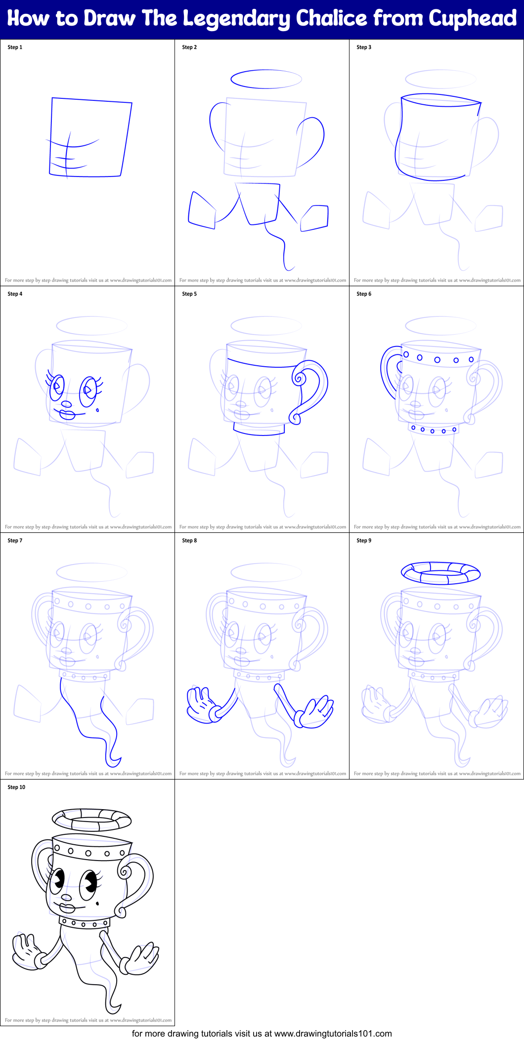How to Draw The Legendary Chalice from Cuphead Printable Step by Step