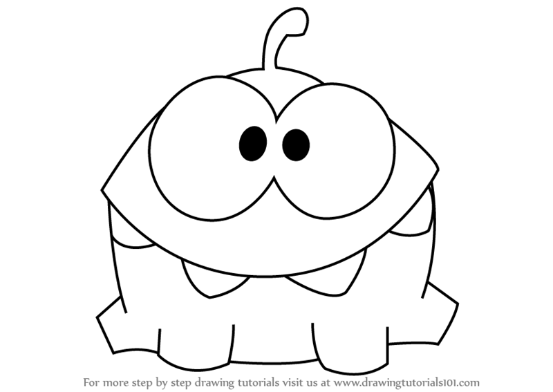 Step by Step How to Draw Om Nom from Cut the Rope : DrawingTutorials101.com