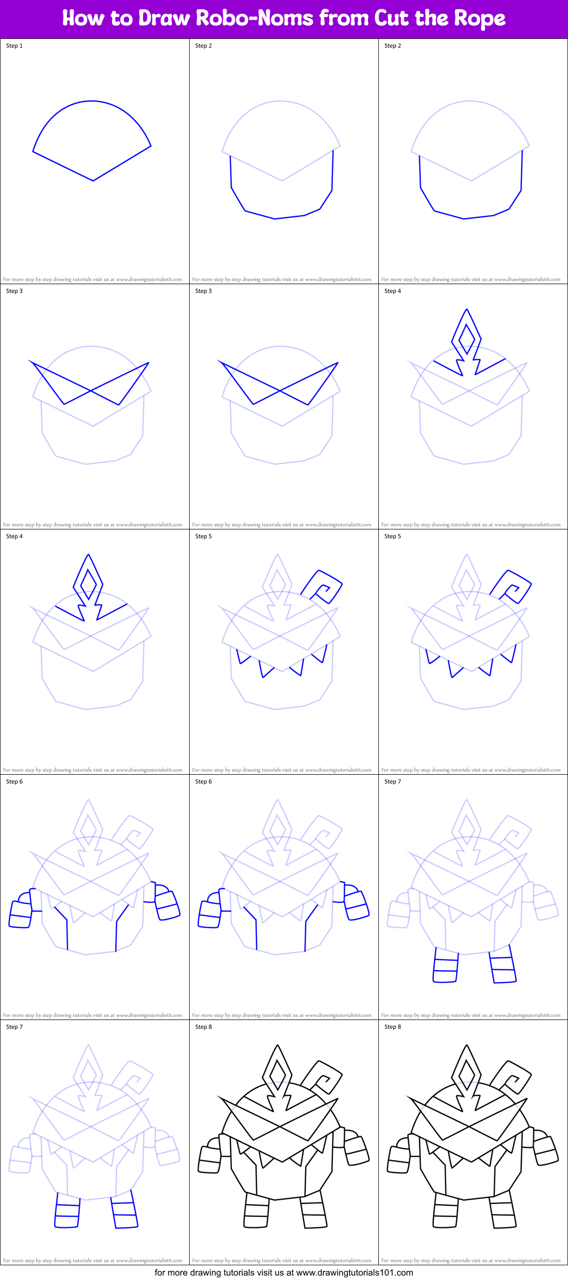 How to Draw Robo-Noms from Cut the Rope Printable Step by Step