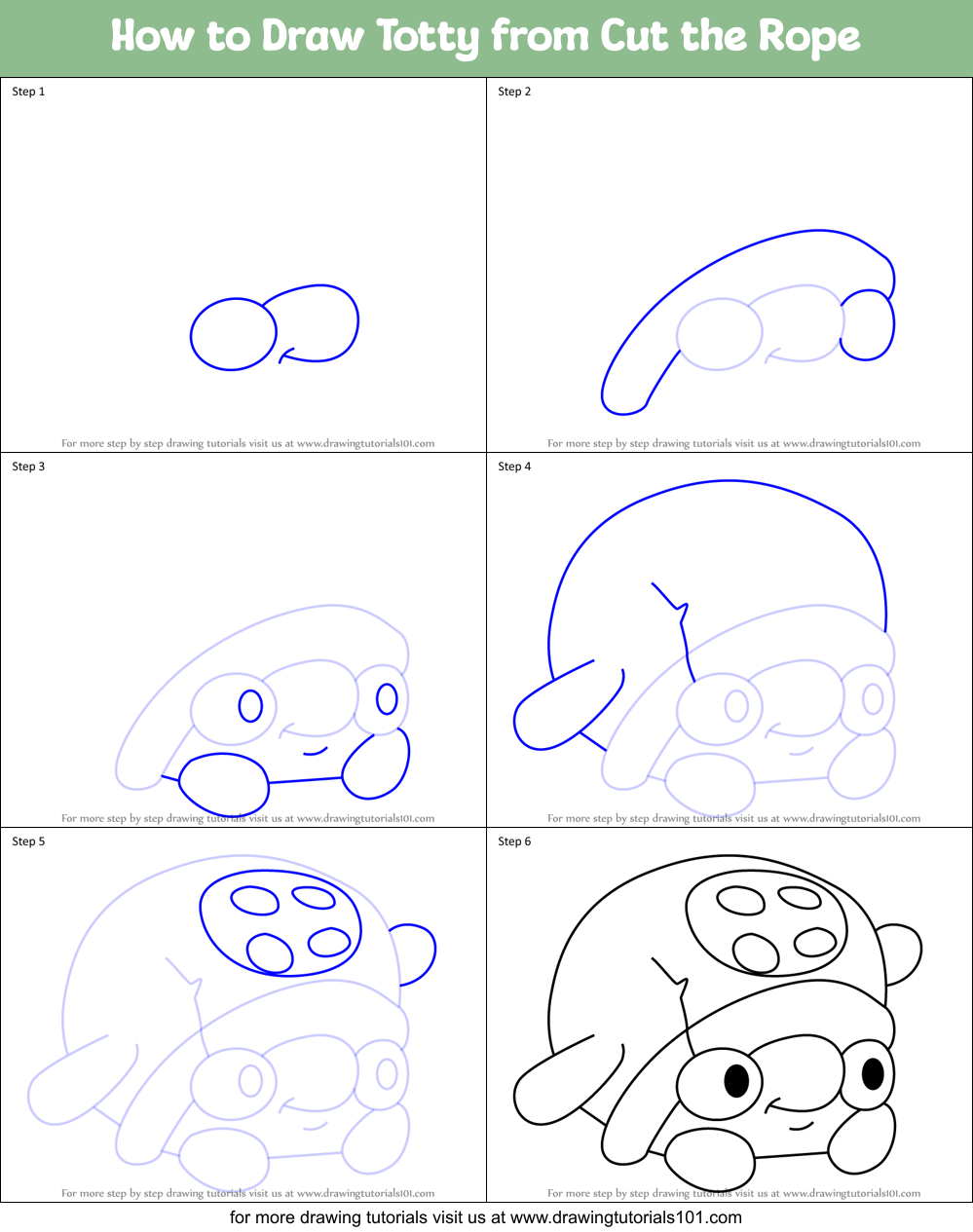 How to Draw Totty from Cut the Rope Printable Step by Step