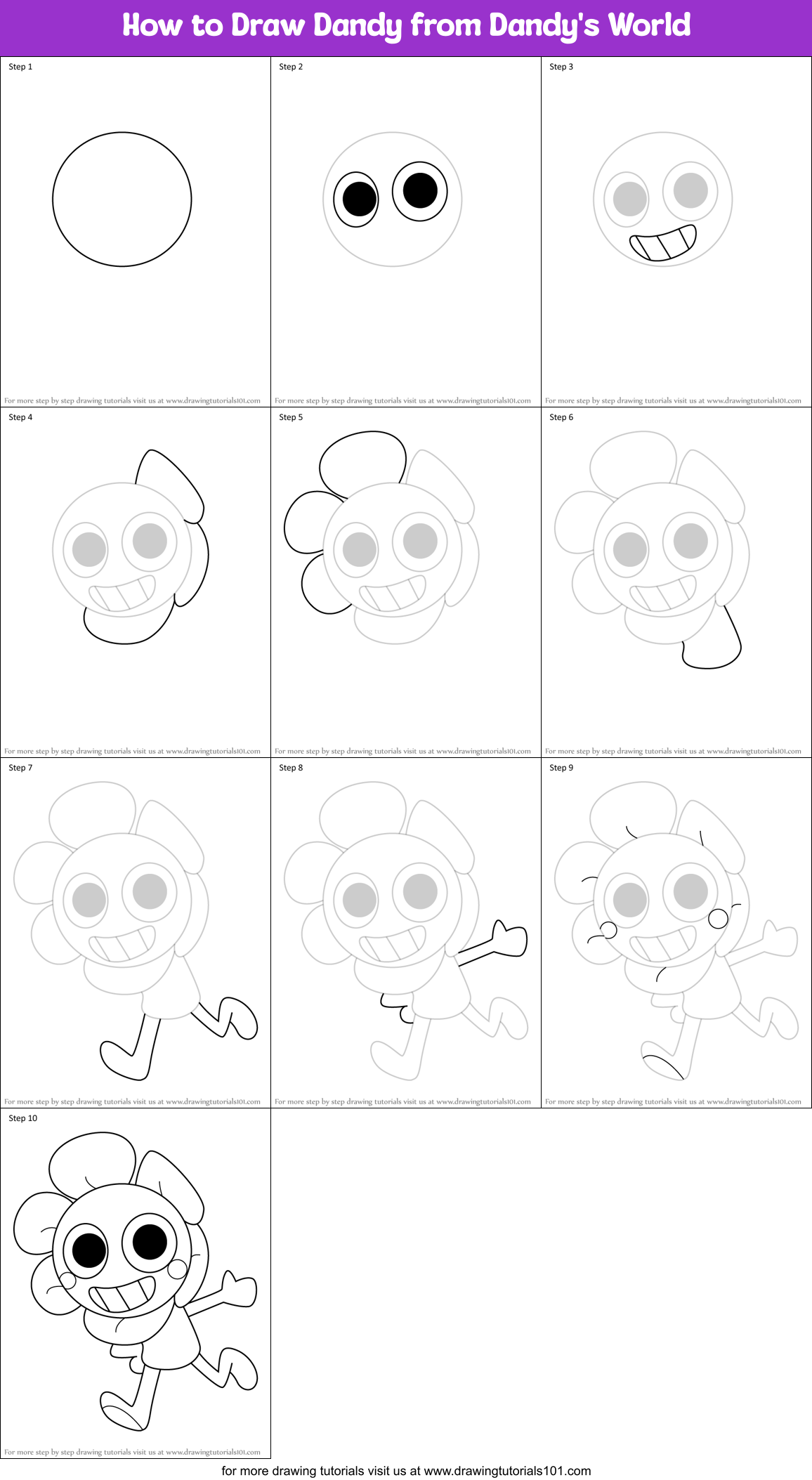 How to Draw Dandy from Dandy's World Printable Step by Step