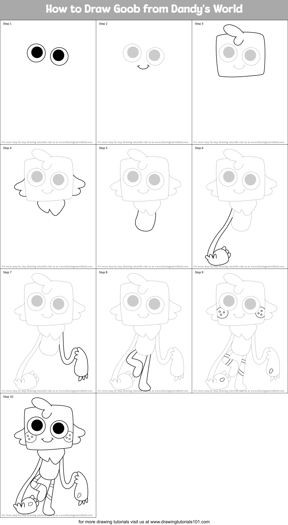 How to Draw Goob from Dandy's World Printable Step by Step