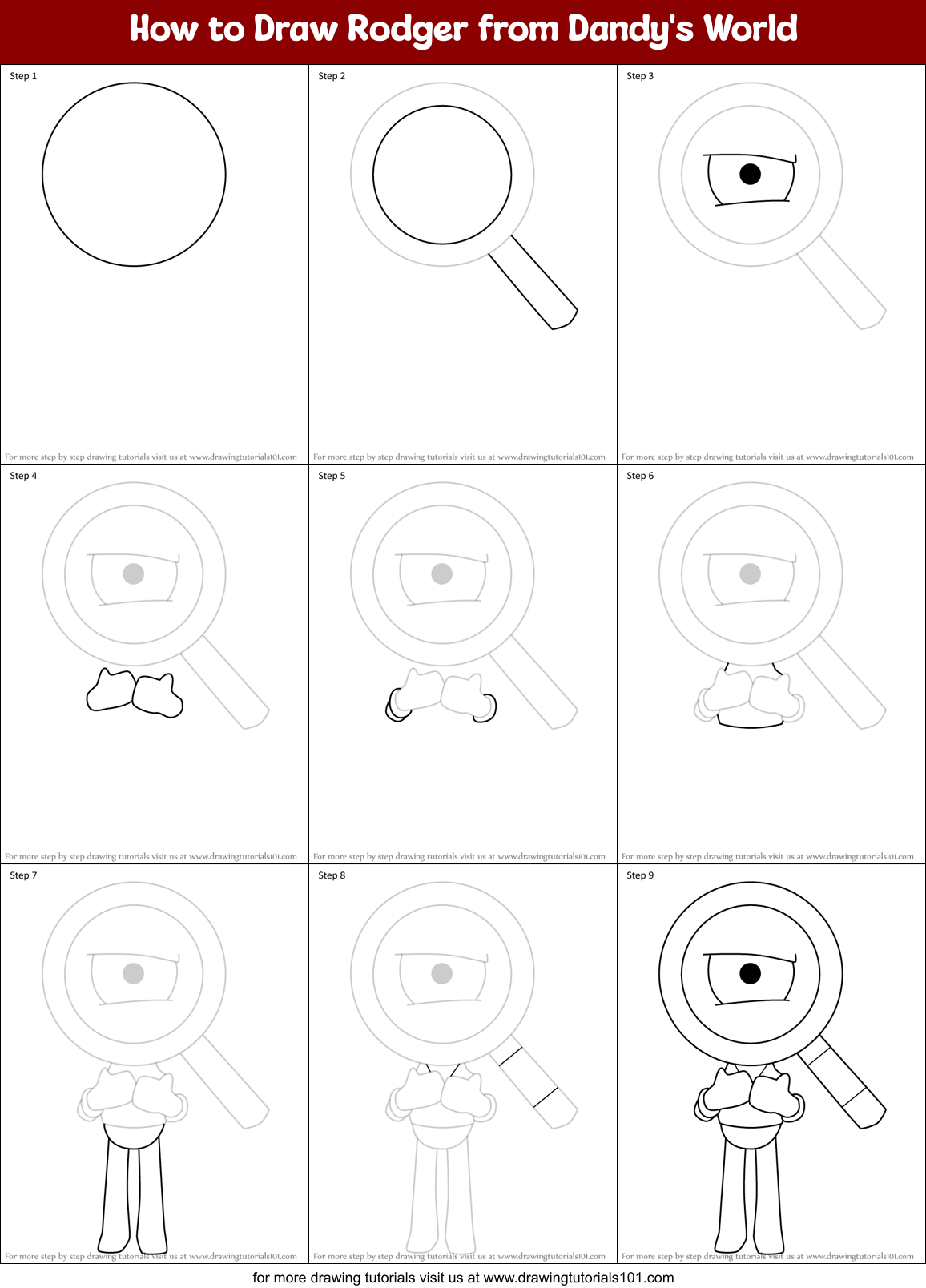 How to Draw Rodger from Dandy's World Printable Step by Step