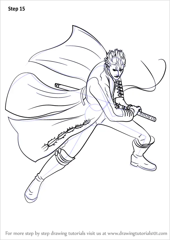Learn How to Draw Vergil from Devil May Cry (Devil May Cry) Step by