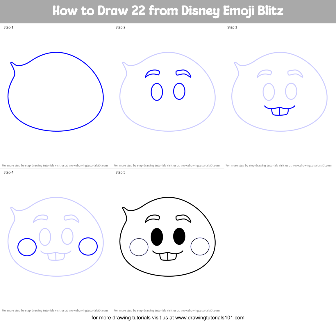 How to Draw 22 from Disney Emoji Blitz Printable Step by Step