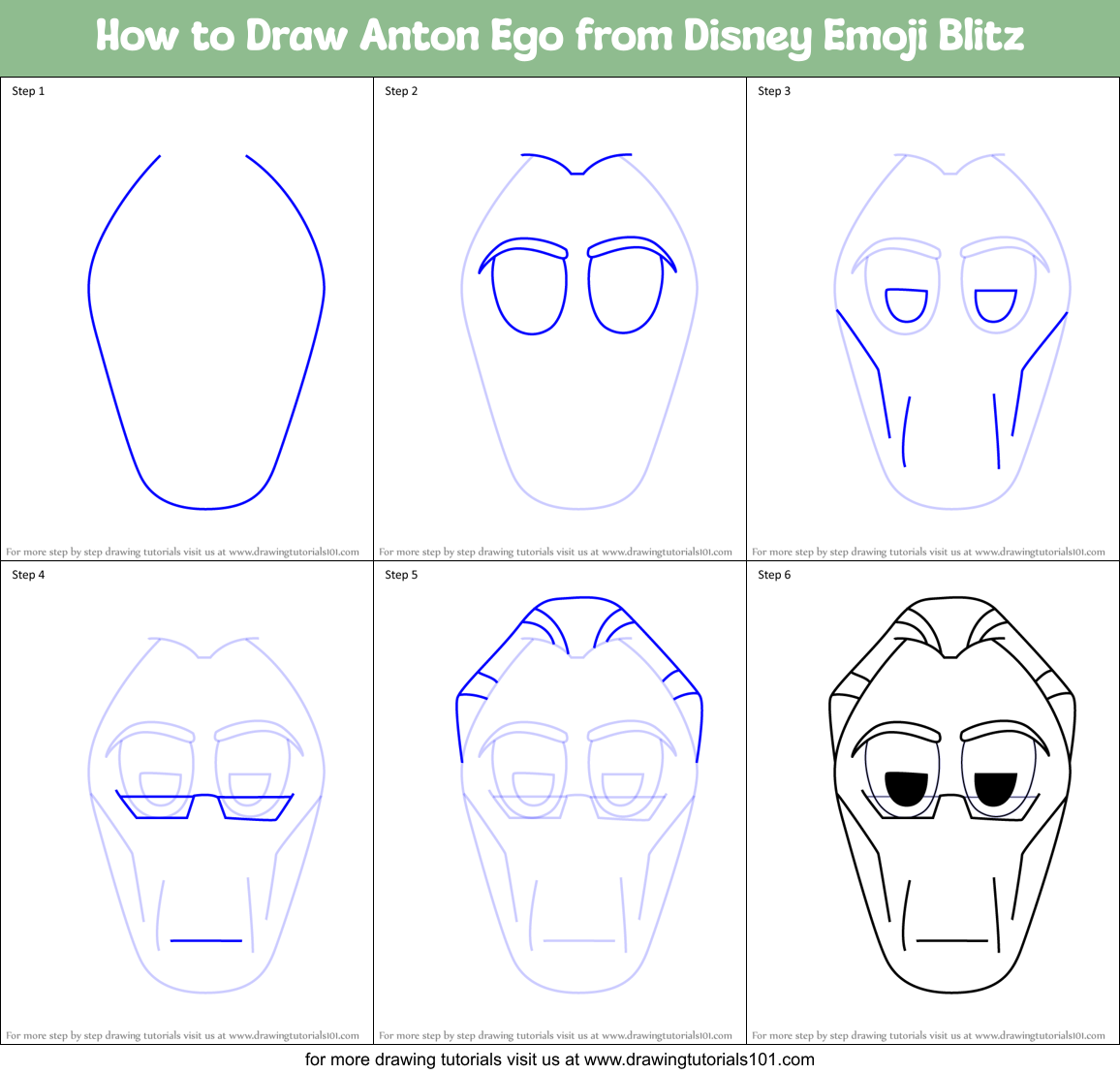How to Draw Anton Ego from Disney Emoji Blitz Printable Step by Step