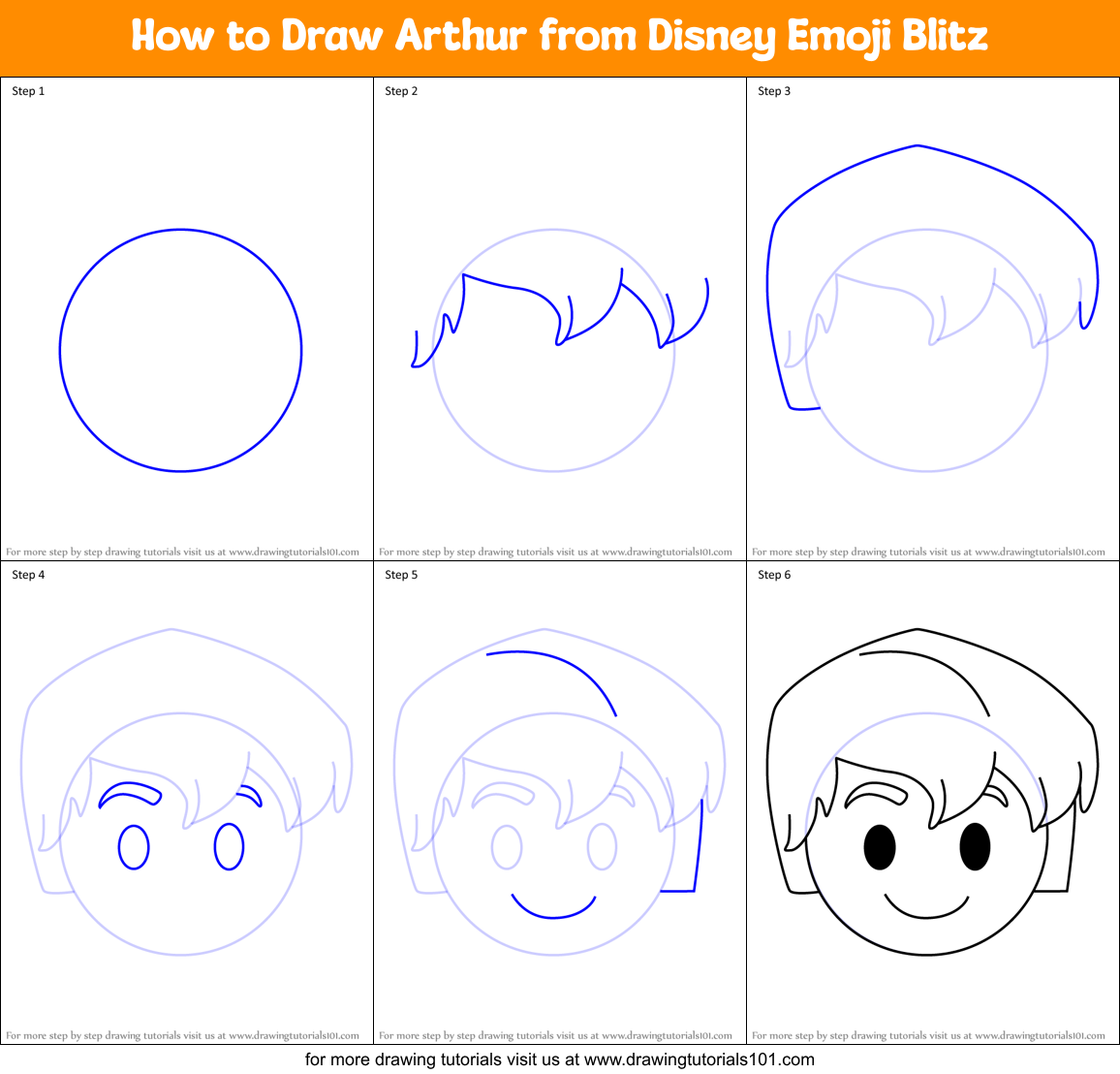 How to Draw Arthur from Disney Emoji Blitz Printable Step by Step