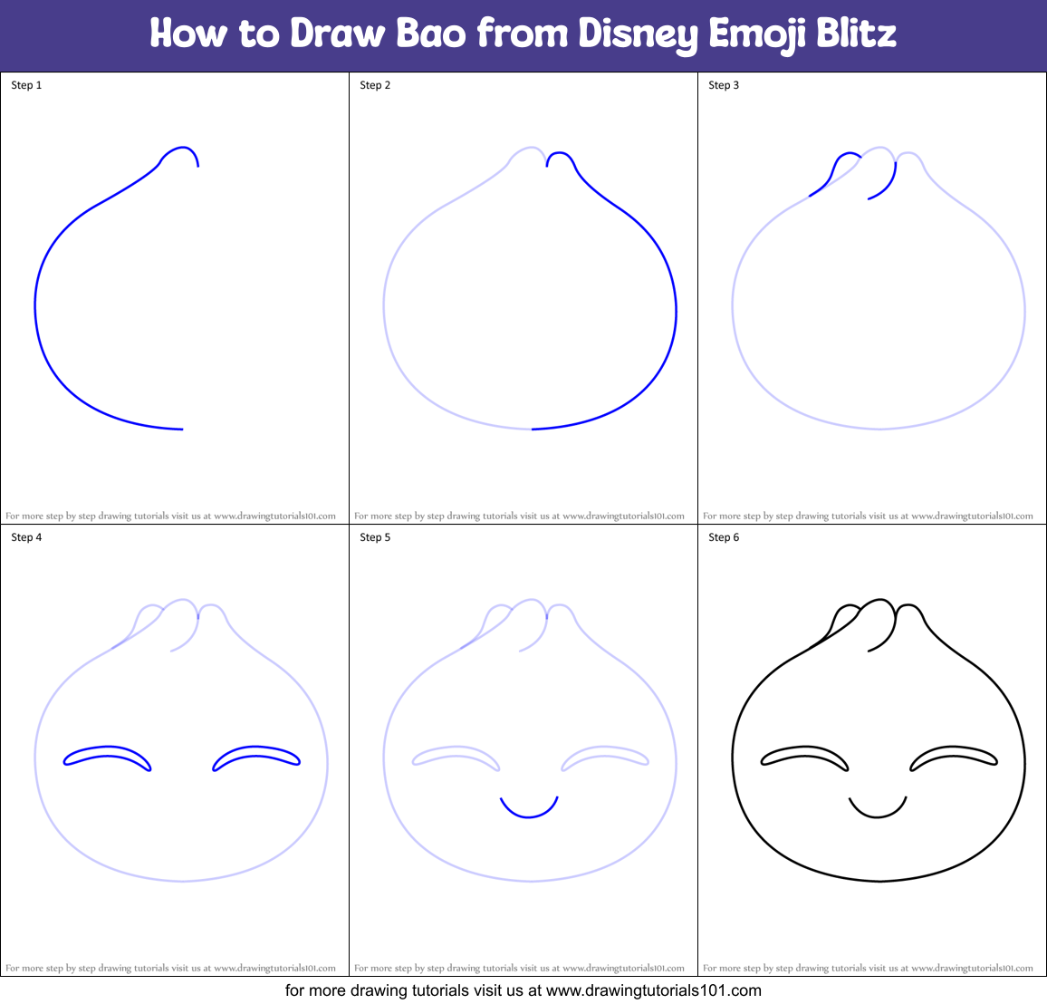 How to Draw Bao from Disney Emoji Blitz Printable Step by Step