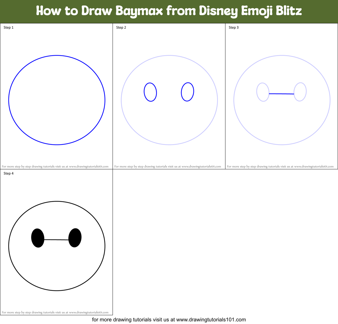 How to Draw Baymax from Disney Emoji Blitz Printable Step by Step