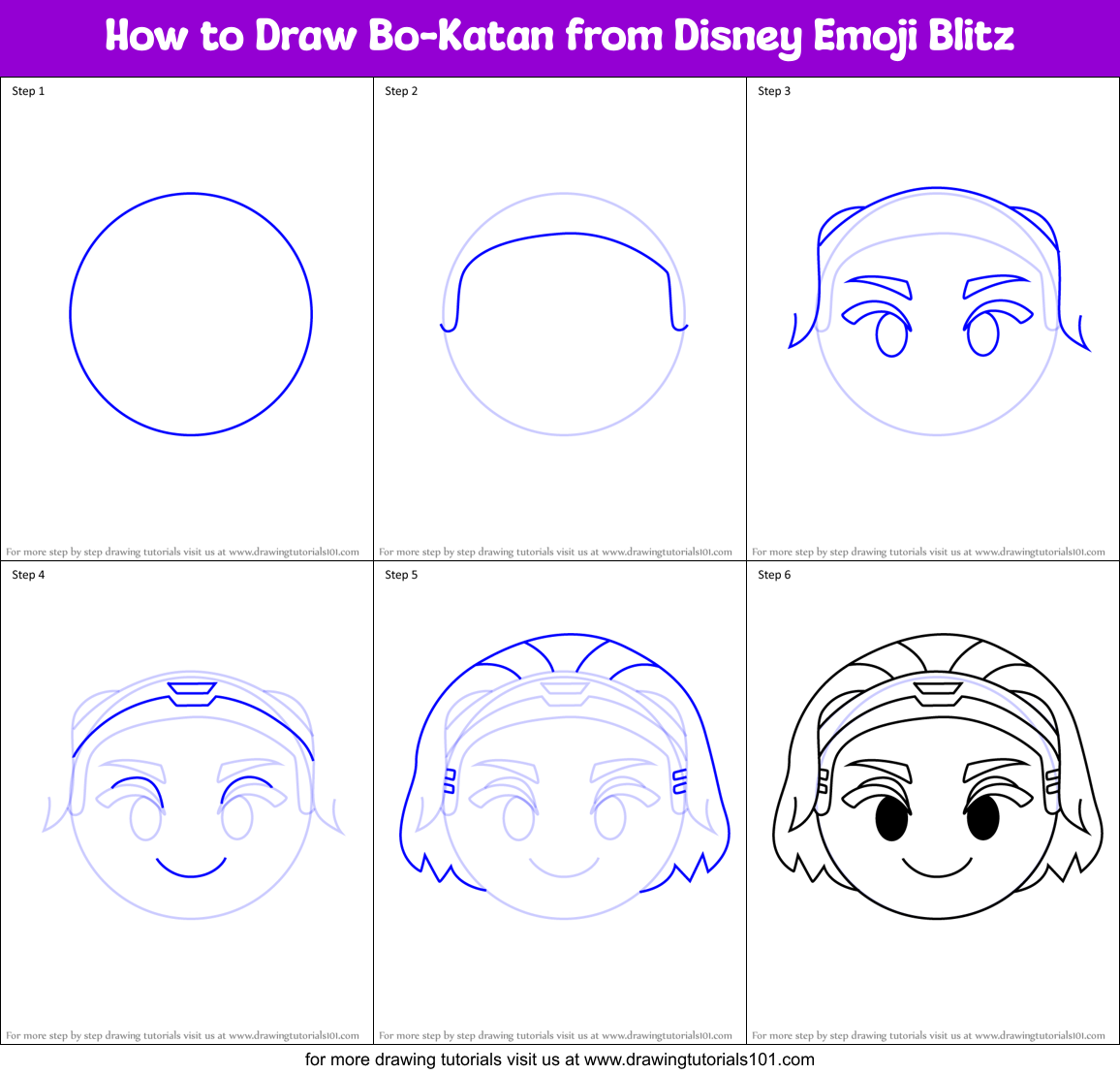How to Draw Bo-Katan from Disney Emoji Blitz Printable Step by Step