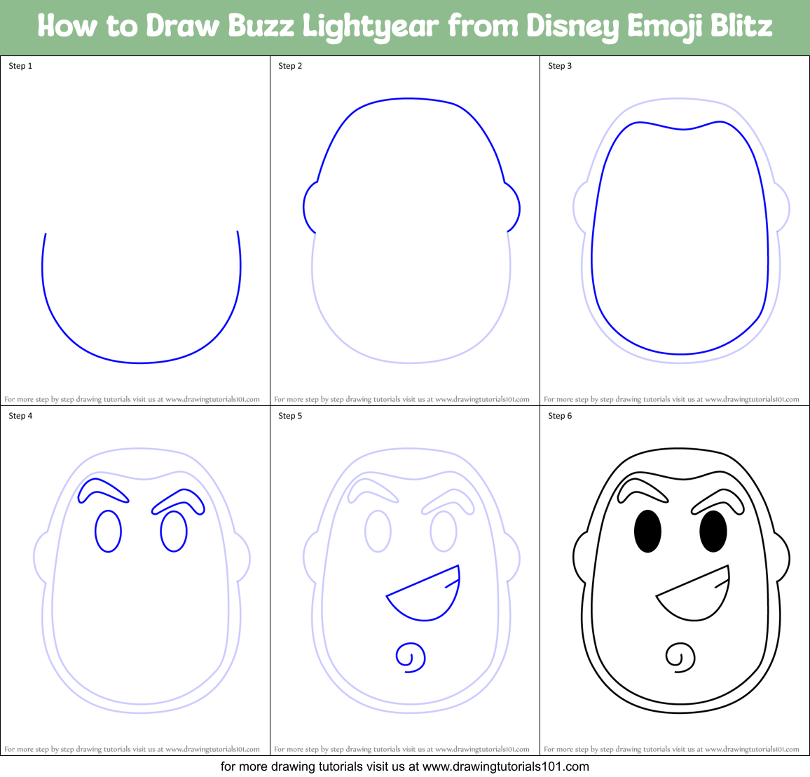 How to Draw Buzz Lightyear from Disney Emoji Blitz Printable Step by Step