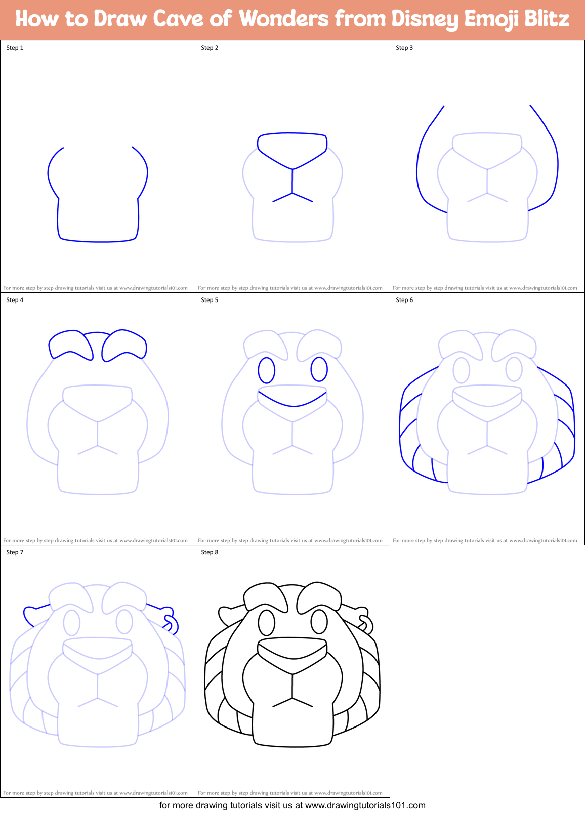 How to Draw Cave of Wonders from Disney Emoji Blitz Printable Step by Step