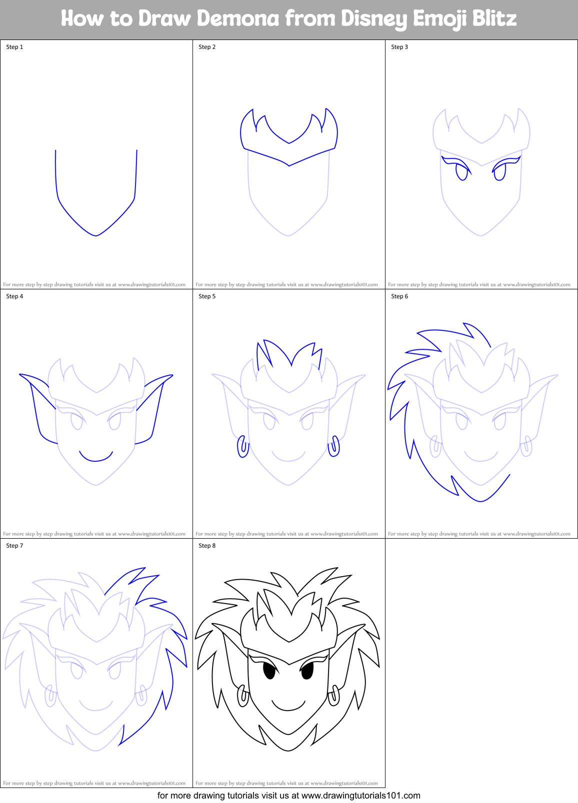 How to Draw Demona from Disney Emoji Blitz Printable Step by Step
