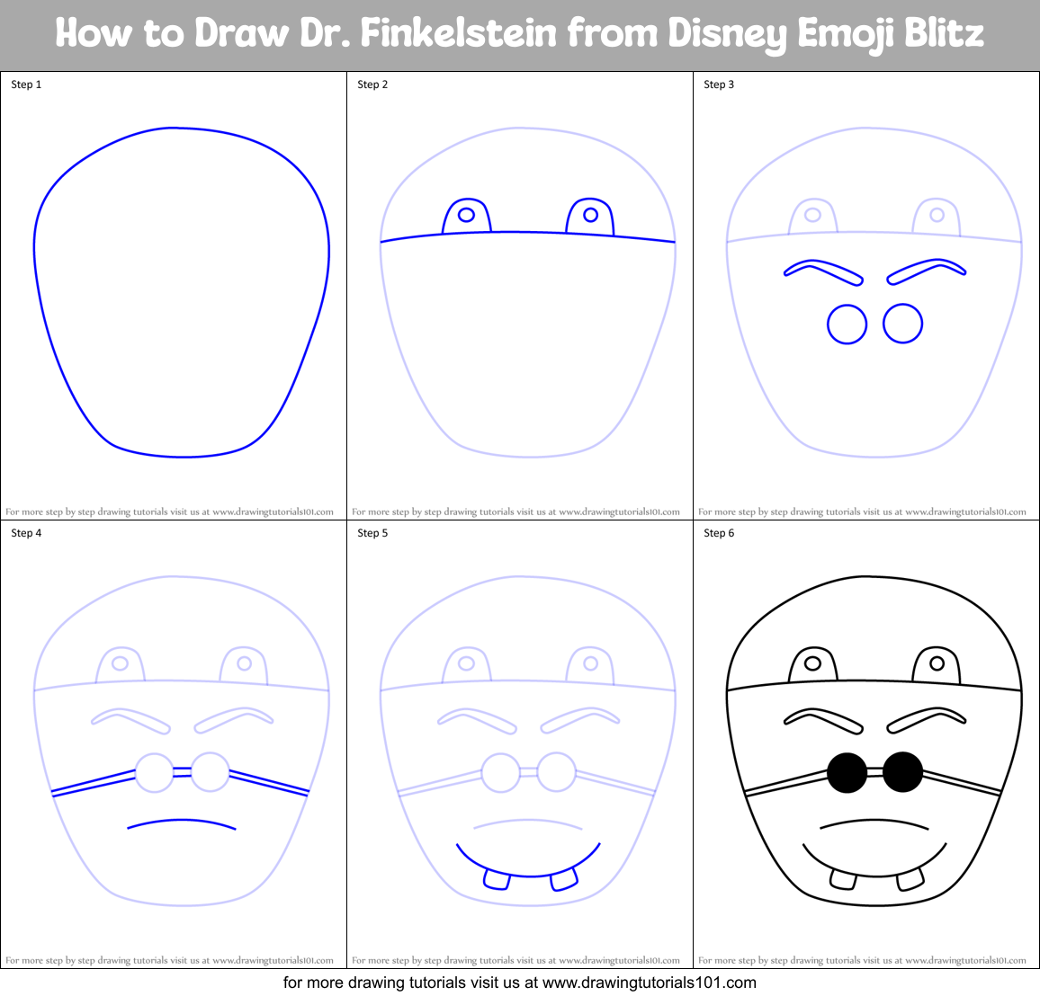 How to Draw Dr. Finkelstein from Disney Emoji Blitz Printable Step by Step