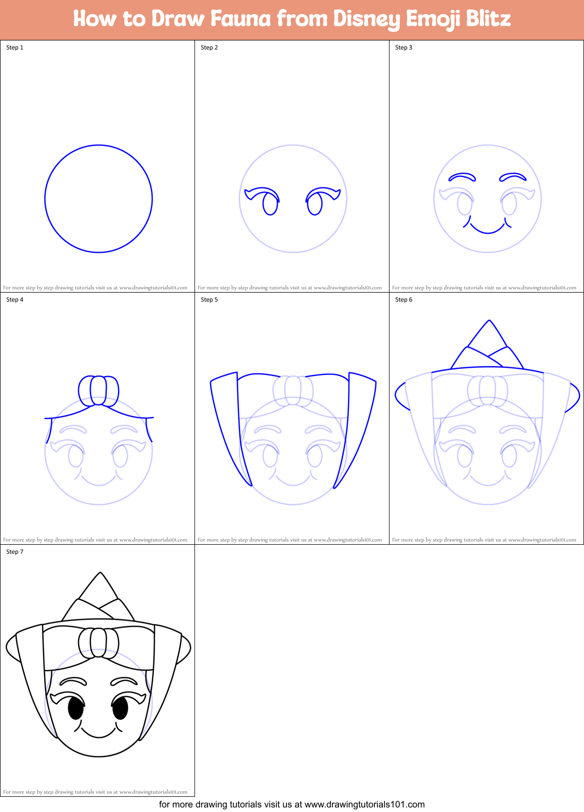 How to Draw Fauna from Disney Emoji Blitz Printable Step by Step