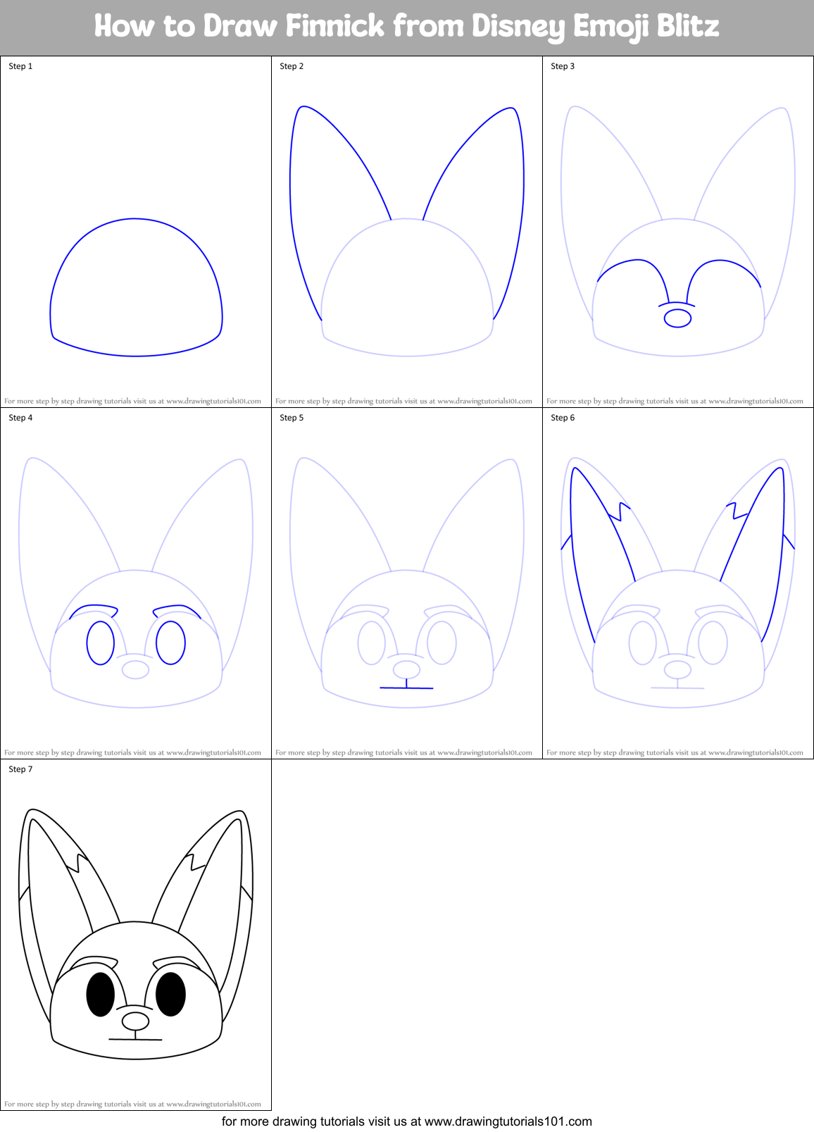 How to Draw Finnick from Disney Emoji Blitz Printable Step by Step