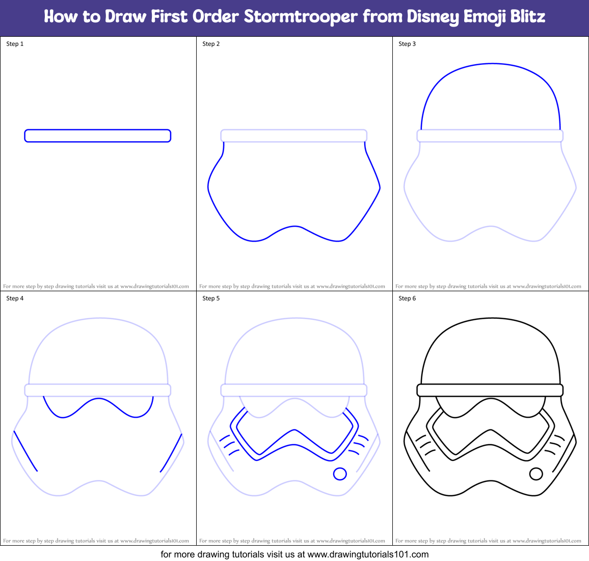 How to Draw First Order Stormtrooper from Disney Emoji Blitz Printable Step by Step
