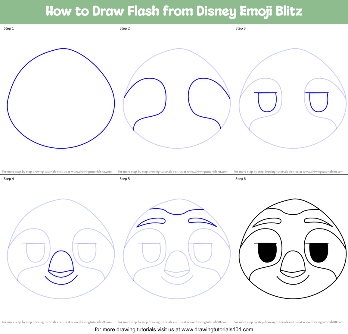 How to Draw Flash from Disney Emoji Blitz Printable Step by Step