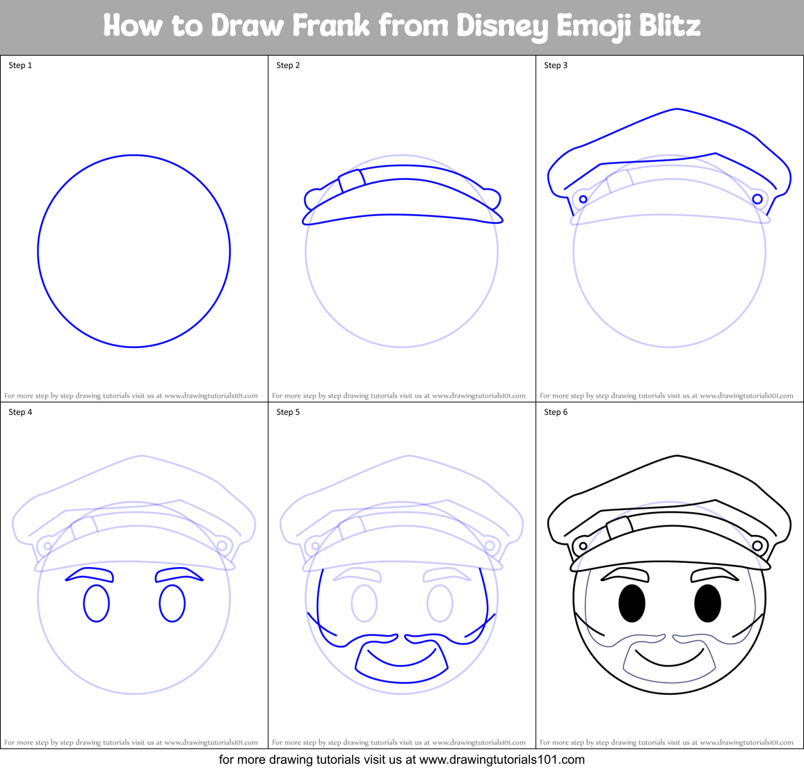 How to Draw Frank from Disney Emoji Blitz Printable Step by Step