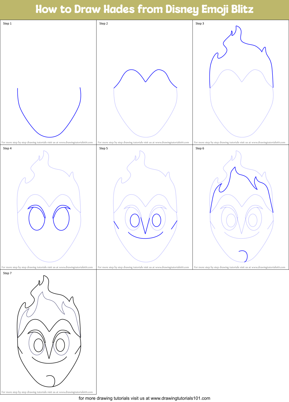 How to Draw Hades from Disney Emoji Blitz Printable Step by Step