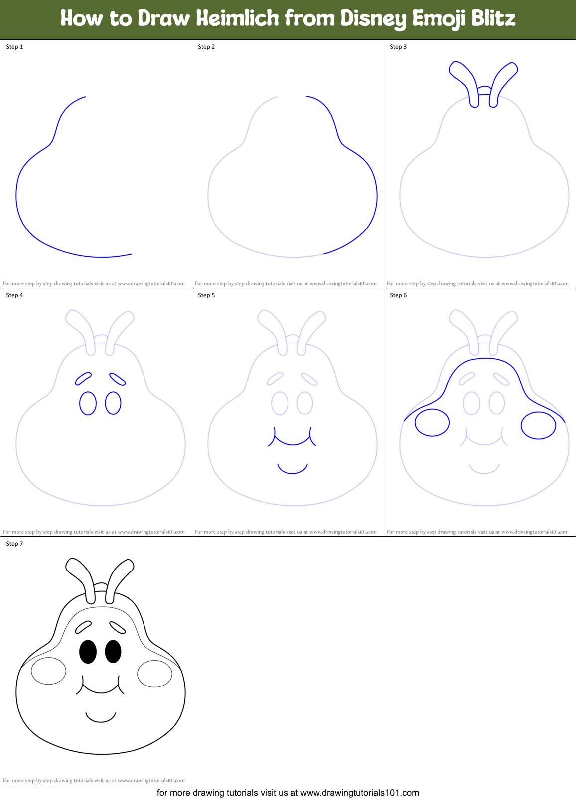 How to Draw Heimlich from Disney Emoji Blitz Printable Step by Step