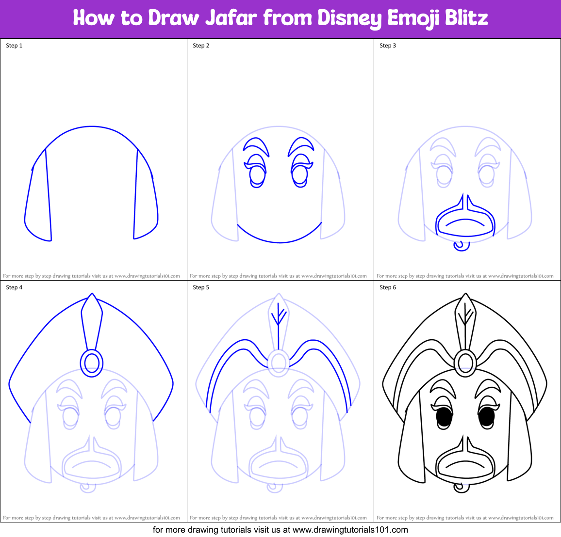 How to Draw Jafar from Disney Emoji Blitz Printable Step by Step