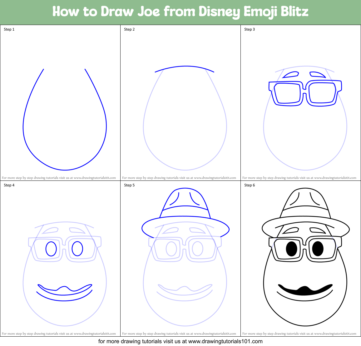How to Draw Joe from Disney Emoji Blitz Printable Step by Step