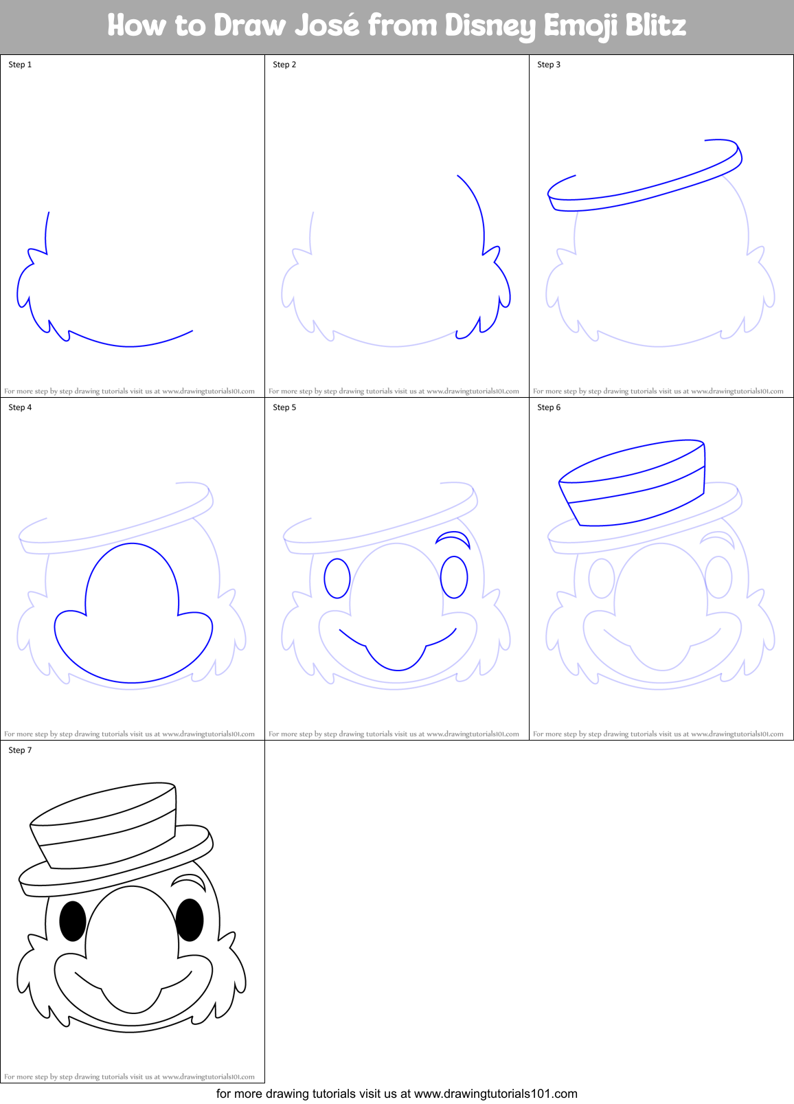 How to Draw José from Disney Emoji Blitz Printable Step by Step