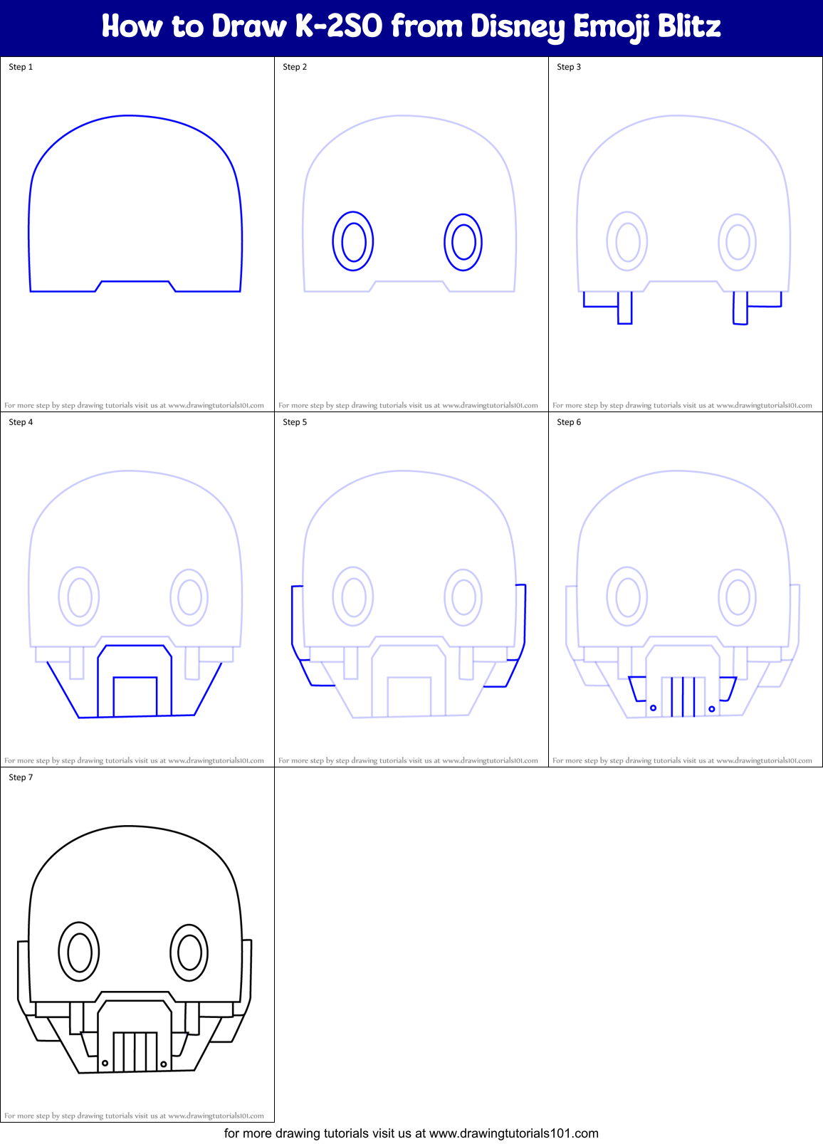 How to Draw K-2SO from Disney Emoji Blitz Printable Step by Step