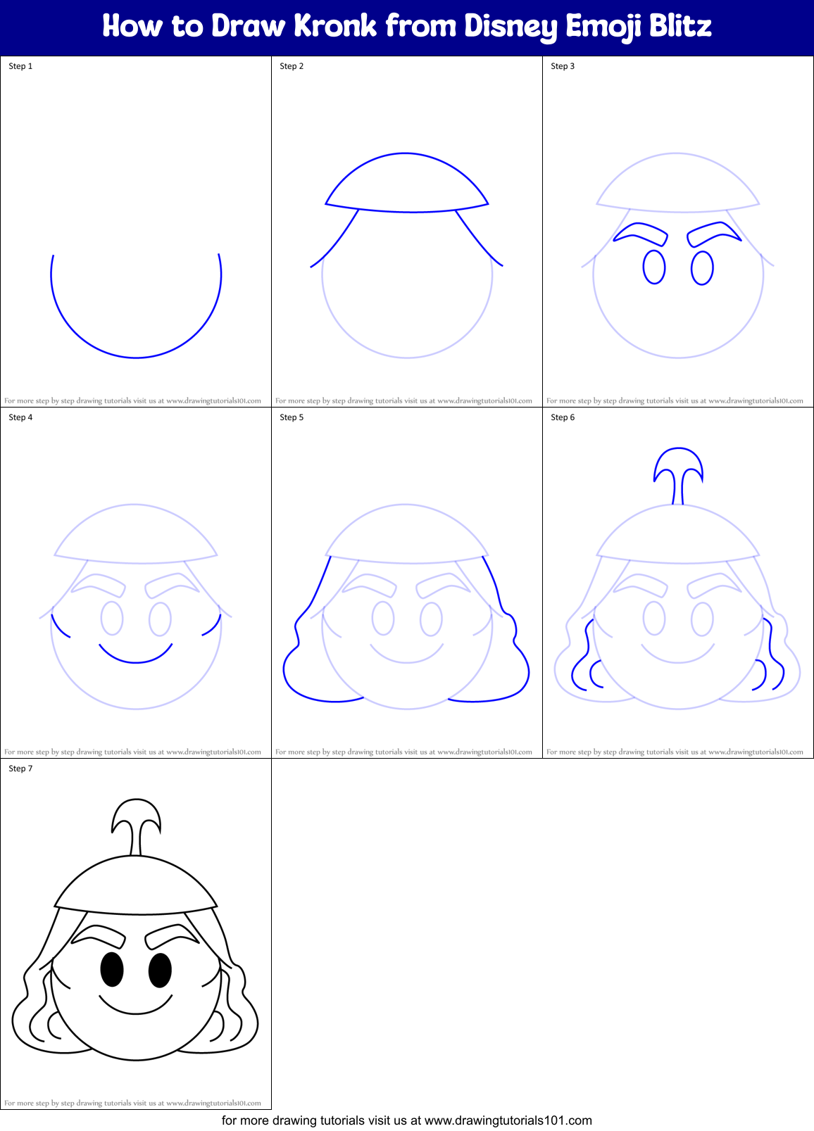How to Draw Kronk from Disney Emoji Blitz Printable Step by Step