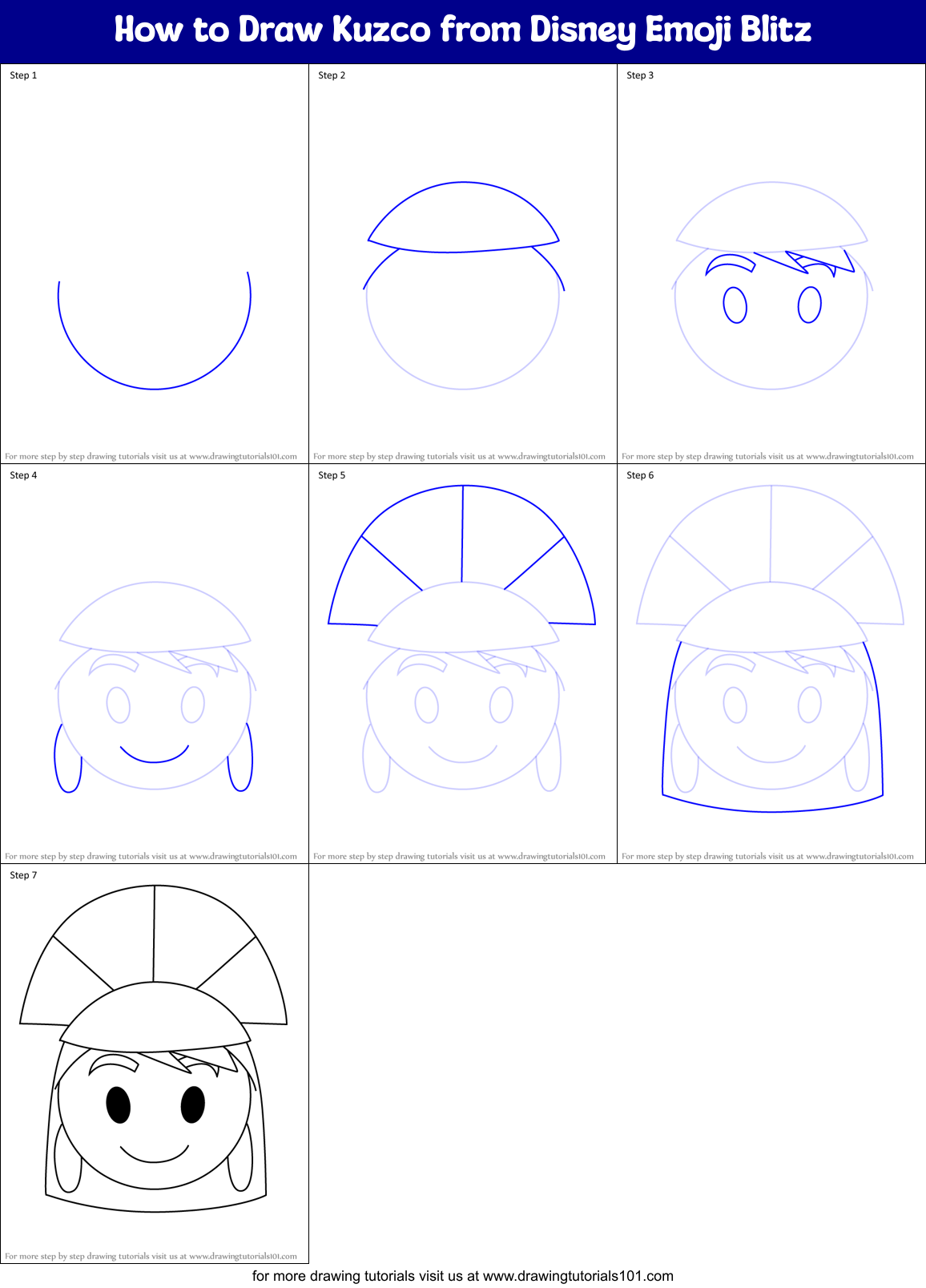 How to Draw Kuzco from Disney Emoji Blitz Printable Step by Step