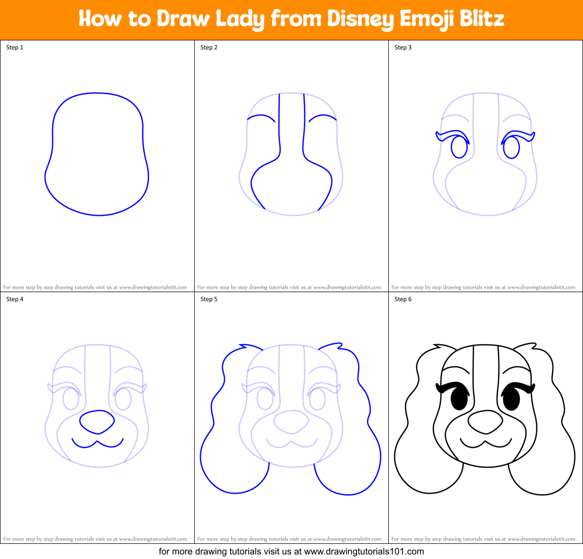 How to Draw Lady from Disney Emoji Blitz Printable Step by Step