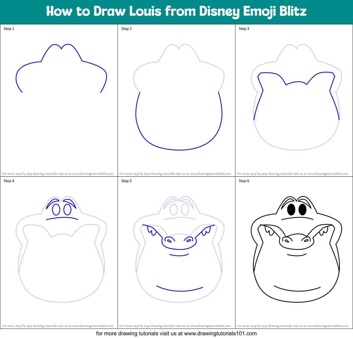 How to Draw Louis from Disney Emoji Blitz Printable Step by Step