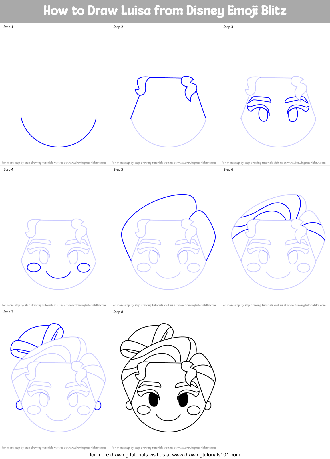 How to Draw Luisa from Disney Emoji Blitz Printable Step by Step
