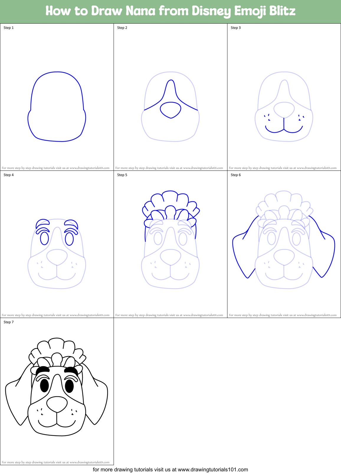 How to Draw Nana from Disney Emoji Blitz Printable Step by Step