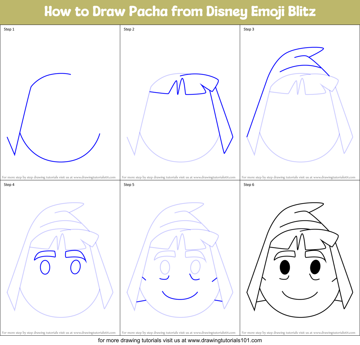 How to Draw Pacha from Disney Emoji Blitz Printable Step by Step