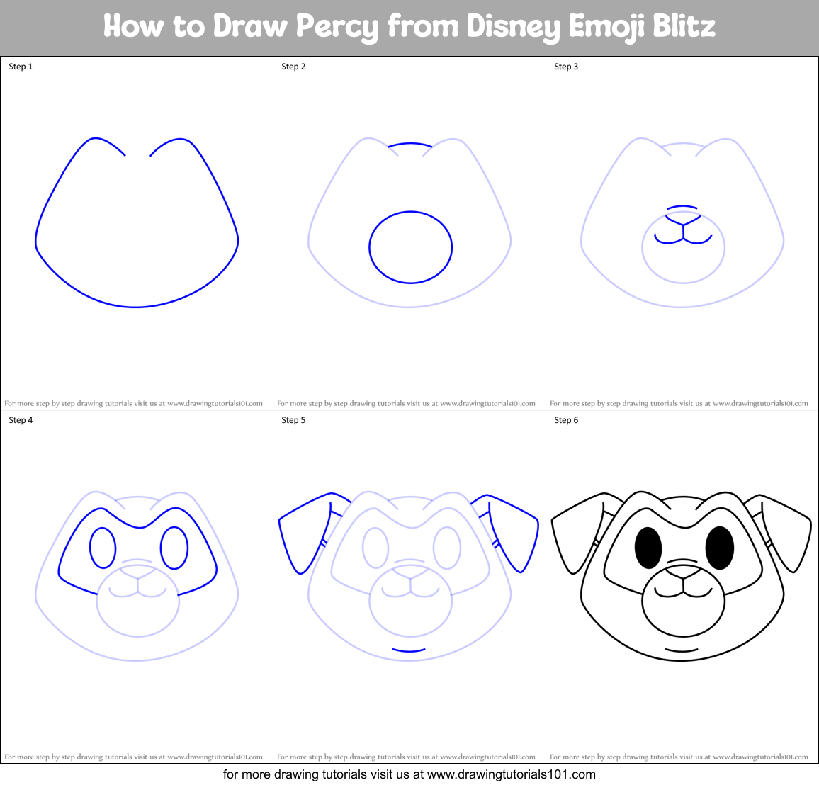 How to Draw Percy from Disney Emoji Blitz Printable Step by Step