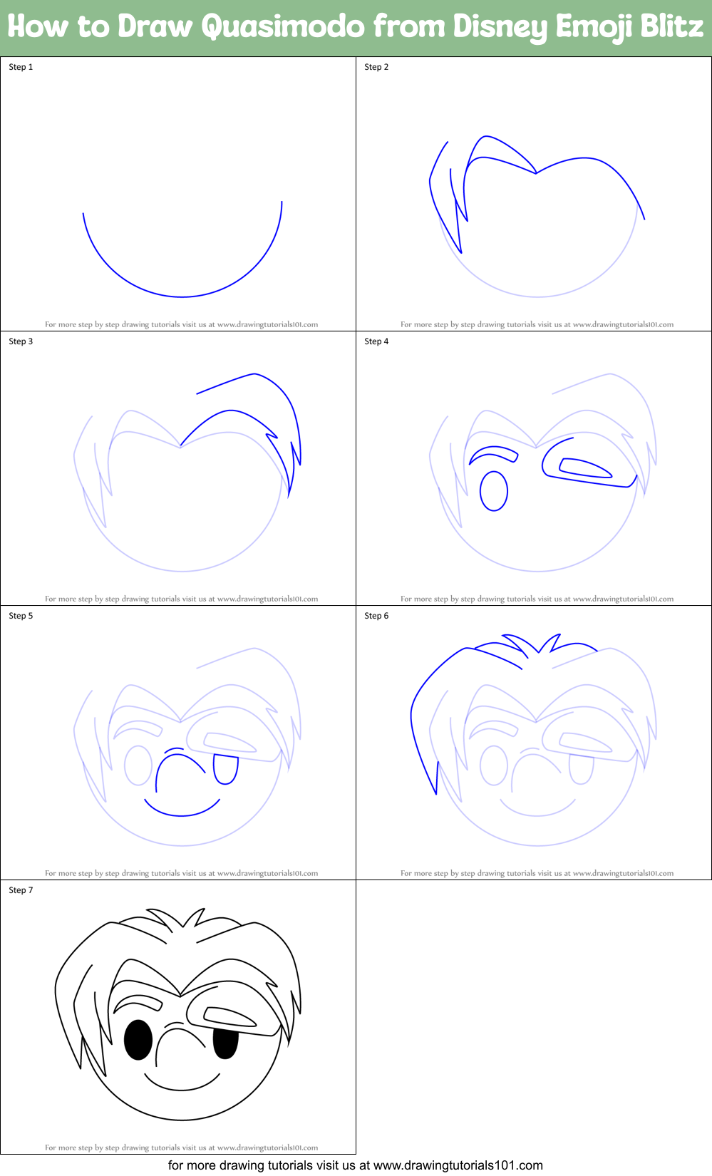 How to Draw Quasimodo from Disney Emoji Blitz Printable Step by Step